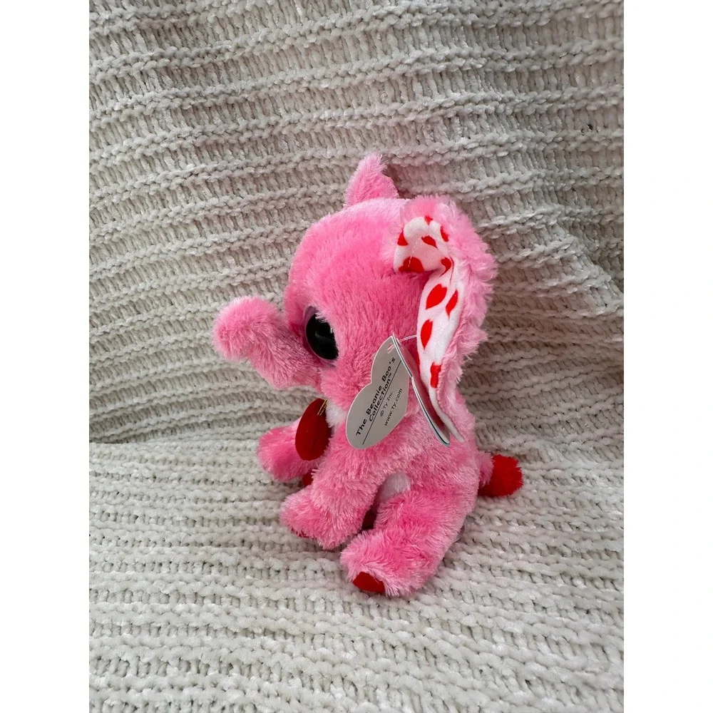 Ty Beanie Boos Tender Elephant Plush Pink Heart Ears 6 inch Stuffed Animal‎ Toy